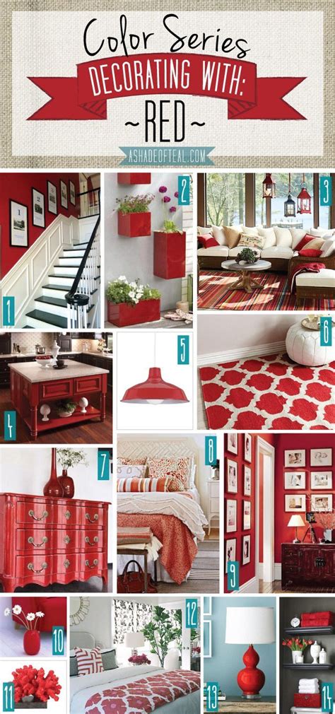 Red also brings a lot of energy to a space so keep it in rooms where you plan on. Color Series; Decorating with Red | Red home decor, Home ...