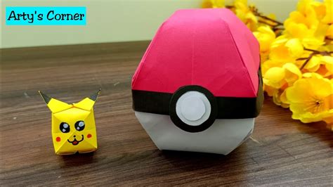 How To Make Origami Pokeball That Opens And Closes Very Easy Youtube