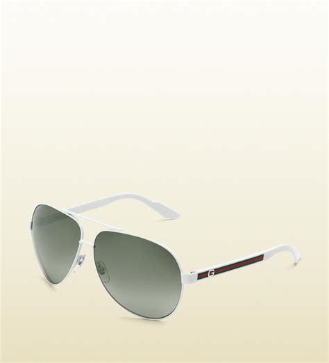 Gucci Medium Aviator Sunglasses In White For Men Lyst