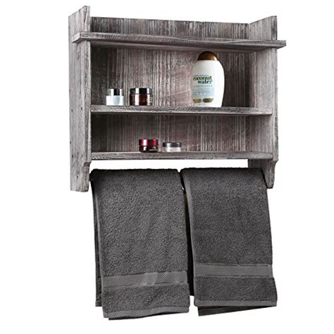 Premium presents bath towel rack in bathroom. MyGift Wall Mounted Torched Wood Bathroom Organizer Rack ...