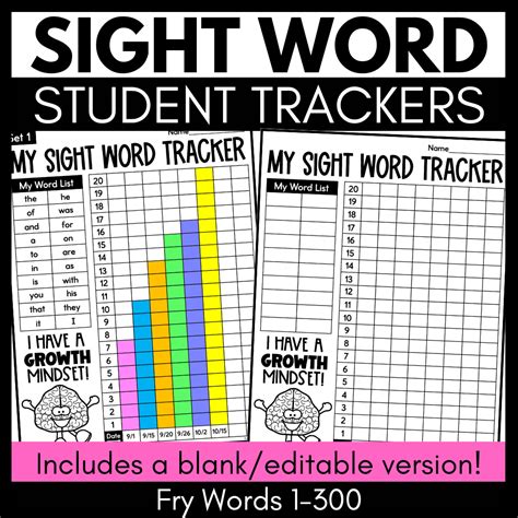 Fry Sight Words Student Tracker Editable Fry Words 1 300 Classful