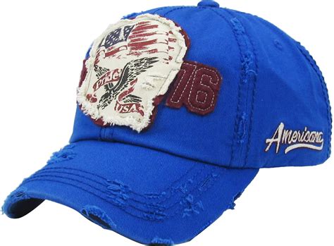 Pride Usa Royal Blue Vintage Distressed Washed Baseball Hat Cap