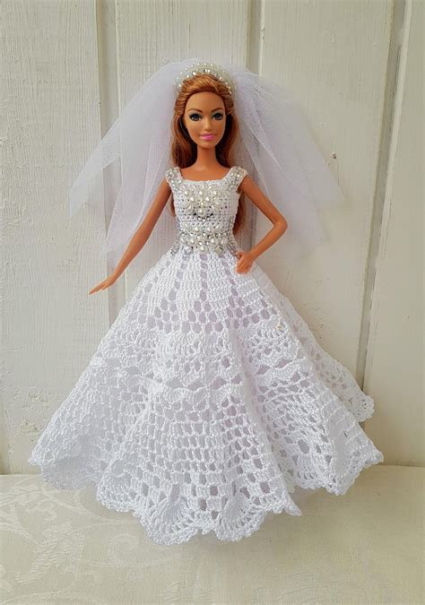 Wonderful long sleeves wedding gowns. Wedding Dress for Barbie, clothes Barbie, Crochet Dress ...