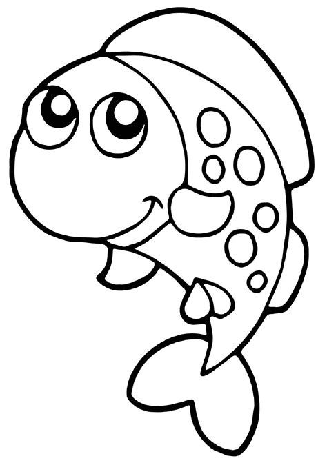 Easy To Draw And Color Fish Coloring Pages For Preschool Toddlers