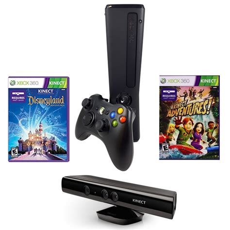 Refurbished Xbox 360 Slim 4gb Console With Sensor Kinect Adventures And Disneyland Games