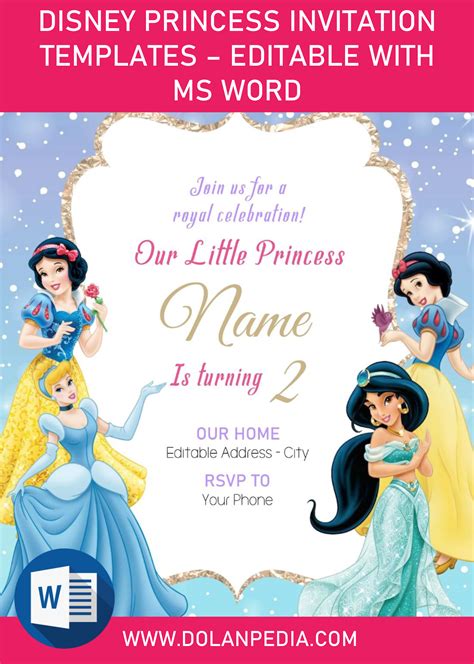 Editable Disney Princess Invitation Template Printable Word Searches