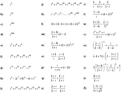 Math Exercises And Math Problems Complex Numbers And Complex Equations