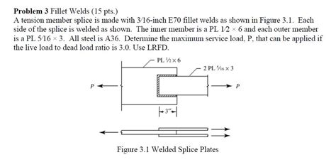 Solved Problem 3 Fillet Welds 15 Pts A Tension Member