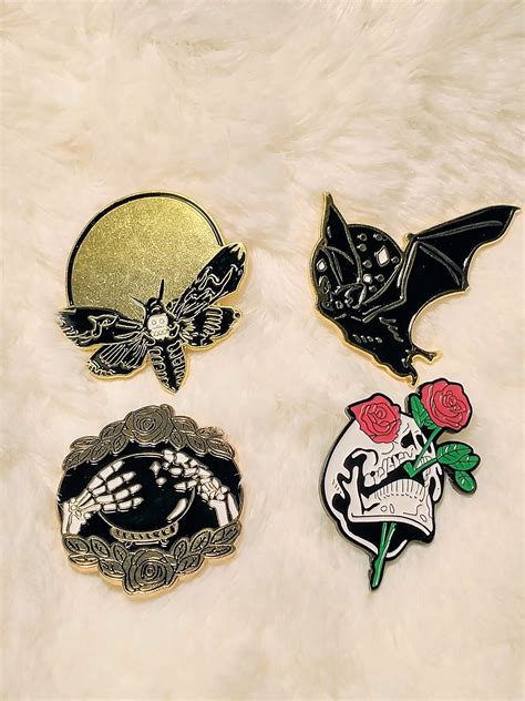 Goth Punk Enamel Pins 4 Piece Set Etsy