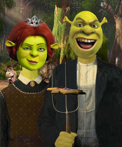 Shrek Gothic American Gothic Parody American Gothic Grant Wood