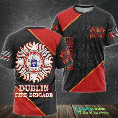 Dublin Fire Brigade Irish Firefighter Fire Department Tshirt 3d All