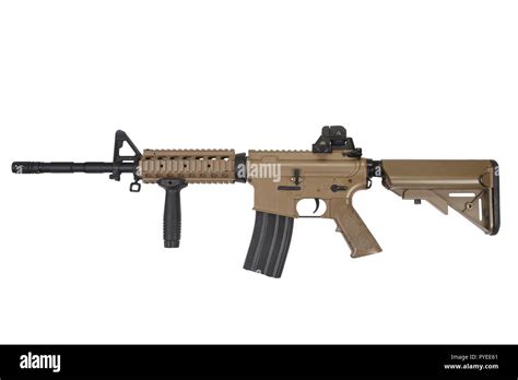 M4 Special Forces Assault Rifle In Tan Color Isolated On A White