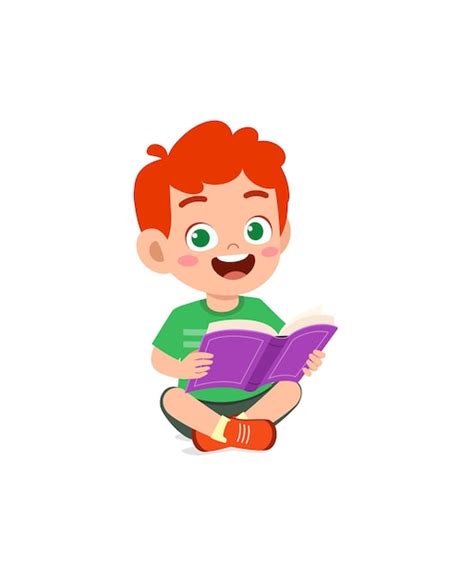 Premium Vector Little Kid Sit Down And Read A Book