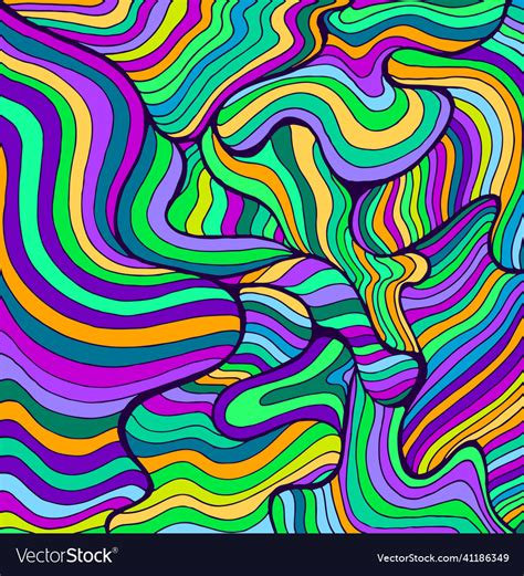 psychedelic colorful waves fantastic art vector image