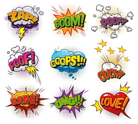 Free Vector | Comic bright speech bubbles set with colorful wordings ...