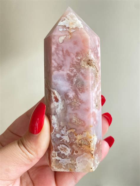 Pink Flower Agate Tower Flower Agate Point | Etsy