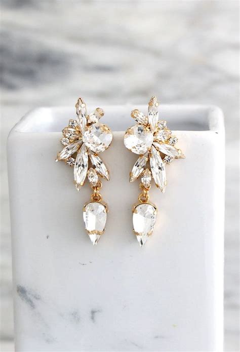 Bridal Earrings Chandelier Earrings Bridal Crystal Earrings Etsy