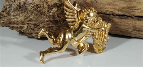Givenchy Angel Cherub Brooch Angelic Angel Playing Harp Signed Designer Vintage Jewelry Etsy