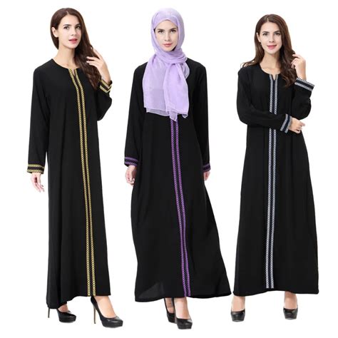 muslim abaya arab robes for women round collar ladies robe with