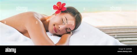 Massage Spa And Body Care Outside On Beach At Luxury Vacation Resort Asian Beauty Woman