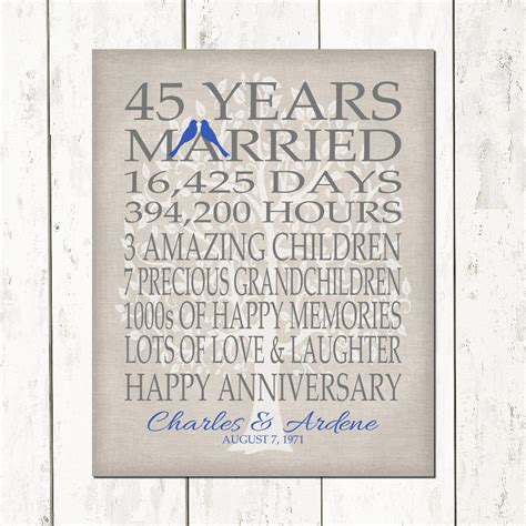 After all, it speaks to a couple who have incredible staying power. 45th Wedding Anniversary Gift for Parents Sapphire Anniversary