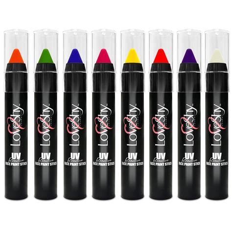 Buy Loveshy Uv Glow Neon Face And Body Paint Sticks Set Of 8 Sticks