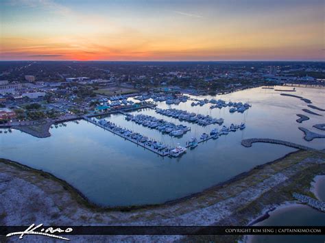 Fort Pierce Aerial Marina After Sunset Royal Stock Photo