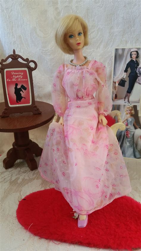 Vintage Barbie Pink Sheer Chiffon Mod Style Dress Barbie Pink Sheer