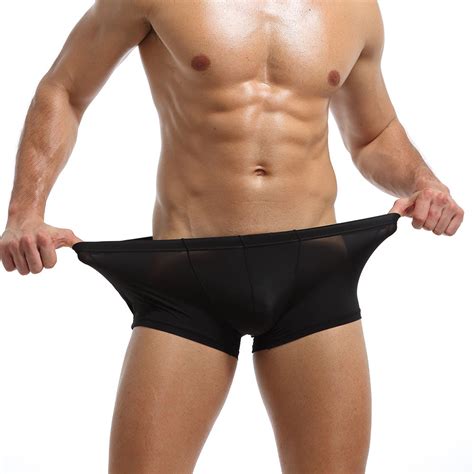 Men S Solid Ice Silk Underwear Sexy And Breathable Boxer Briefs For Travel And Homewear