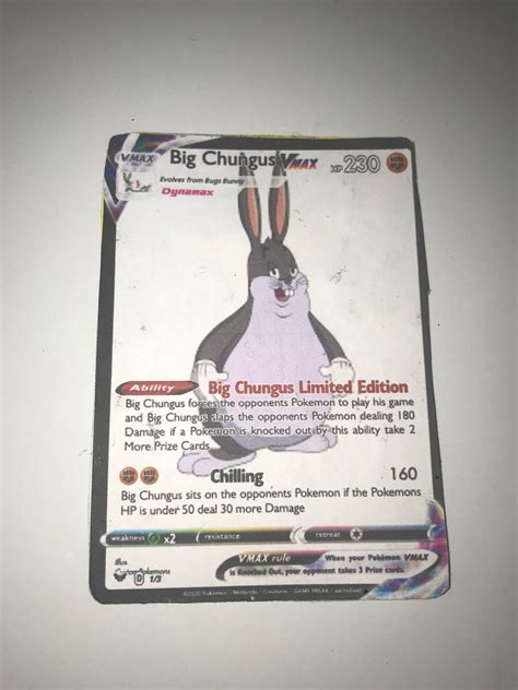 Big Chungus Pokemon Card Printable Cards