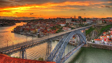 Hd Wallpaper Bridge River Portugal Night City Vila Nova De Gaia