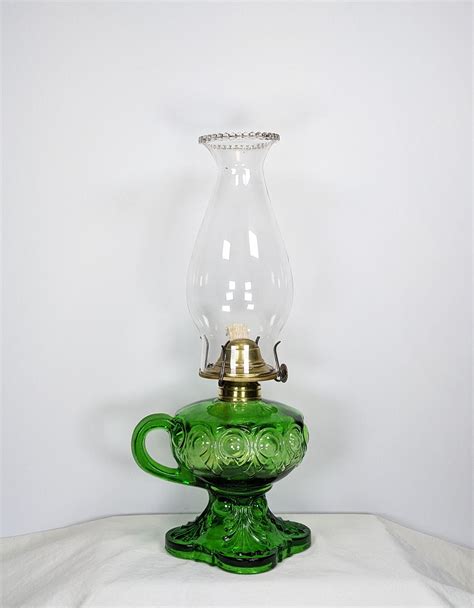 antique green oil lamp oil lantern kerosene canadian bullseye safety handle finger oil lamp