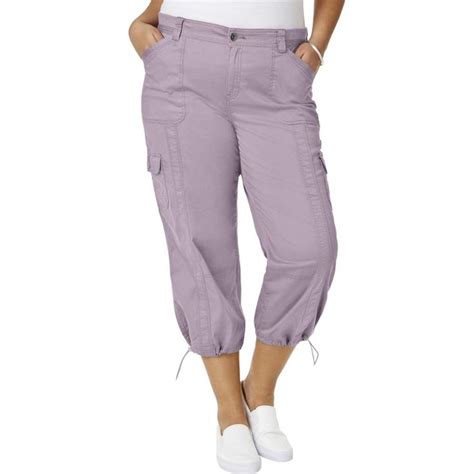 Style And Co Womens Plus Comfort Waistband Cargo Capri Pants Purple 24w