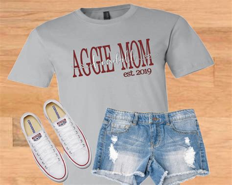 Aggie Mom Shirt Texas A M T Shirt Personalized Aggie Mom Etsy