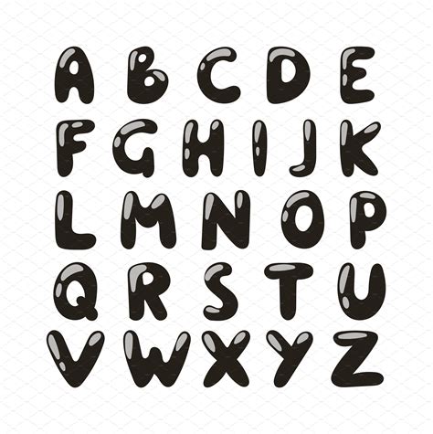 Alphabet Black Silhouette Vector Decorative Illustrations Creative