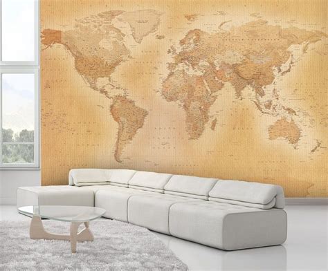 Vintage Map Of The World Wall Mural Online Store Wallpaper Living