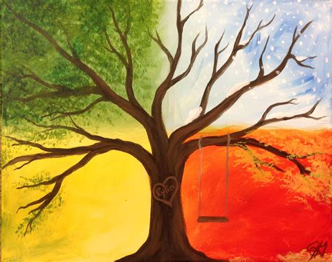 Seasons Watercolor Paintings For Beginners Tree Painting Art Painting