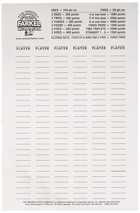Eloquent Printable Farkle Score Sheet Brad Website