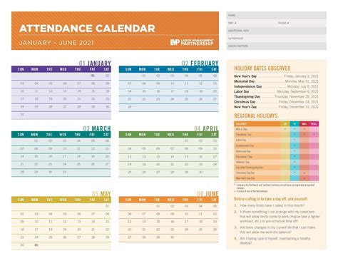 2021 Employee Vacation Planner Calendar Template Printable