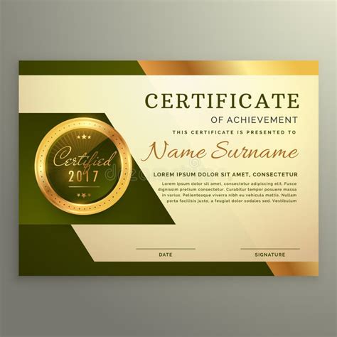 Luxury Certificate Of Diploma With Golden Ribbon Stock Vector