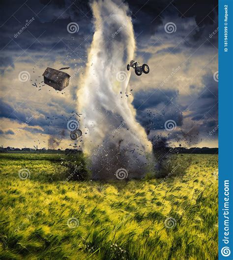 Powerful Tornado On Road Stock Photography 94869914