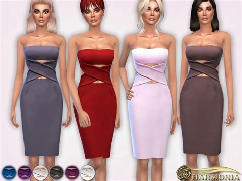 The Sims Resource Cut Out Bandage Bodycon Dress By Harmonia Sims 4
