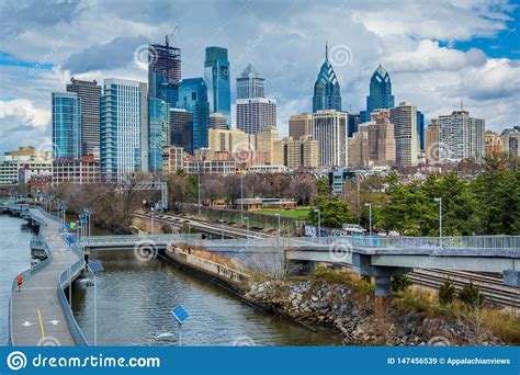 The Schuylkill River And Skyline Seen From The South Street Bridge In