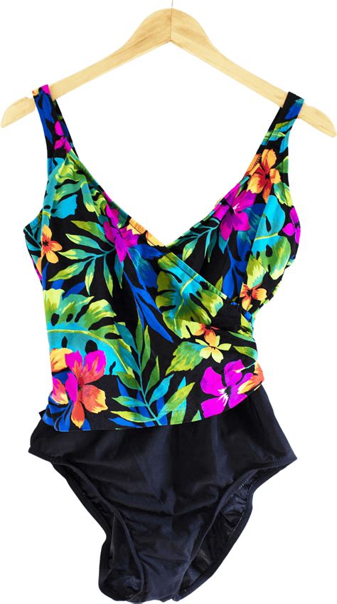 80’s 90’s One Piece Floral V Neck Swimsuit By Maxine Of Hollywood Floral Swimsuit Swimsuits