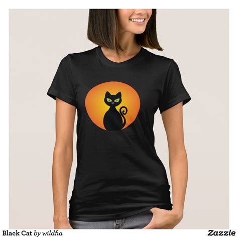 Black Cat T Shirt Zazzle T Shirts For Women Black Cat Casual Wardrobe