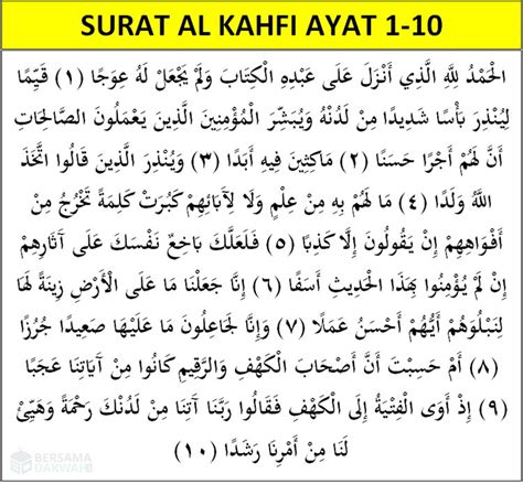 Surat Al Kahfi Ayat 1 10 Arab Latin Arti Keutamaan Tafsir