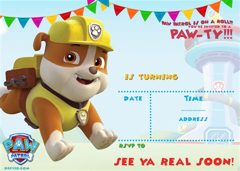 Then you fold it in 3 parts takiing as a orientation the grey lines. Free Printable Paw Patrol Invitations | Free Printable