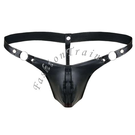 Sexy Men S Faux Leather Bulge Pouch Boxer Briefs Jockstrap Mesh Bikini Underwear Ebay