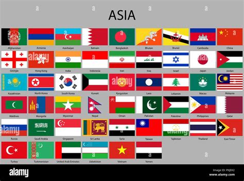 Set Of All Flags Of Asia Vector Illustration Countries Of Asia Sexiz Pix