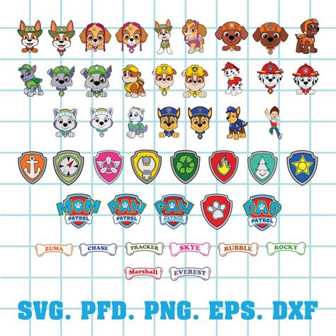 Sewing Fiber Cutting File Silhouettes Paw Patrol Characters Cartoon